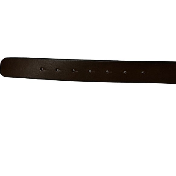 Fossil size L 43.5” long silver and goldtone buckle brown leather belt EUC - Picture 3 of 8